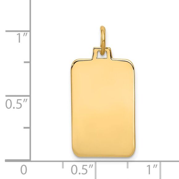 Kazi Luxury 14k Yellow Gold Plain .009 Gauge Engravable Rectangular Disc Charm